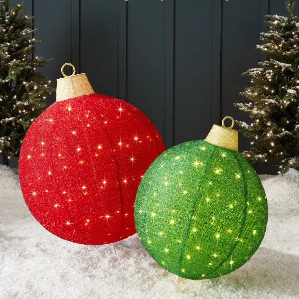 2pc Lighted Pop-Up Christmas Ornaments Decoration f