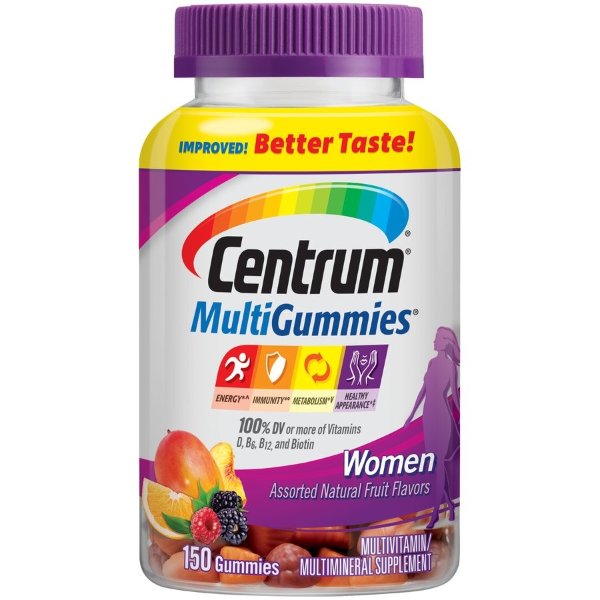 (2 Pack) Centrum Women MultiGummies (150 Count) Multivitamin / Multimineral Supplement Gummy, Assorted Natural Fruit Flavors