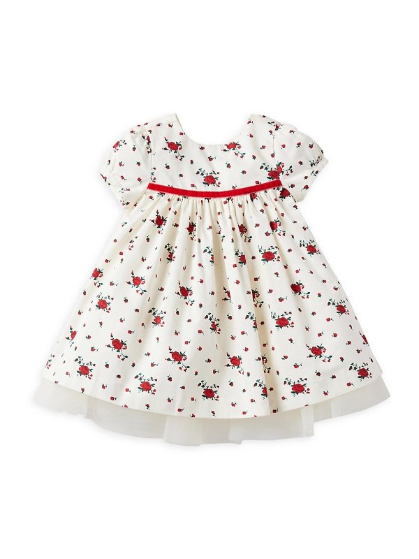 Baby Girl's Rose Print Sateen Dress