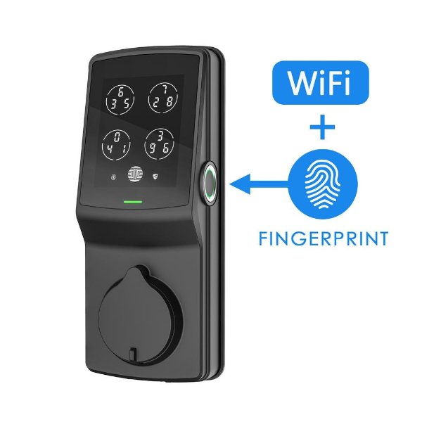 Secure PRO matte black Smart Lock Deadbolt with 3D Fingerprint and Wi-Fi (works with Alexa and Google Home)