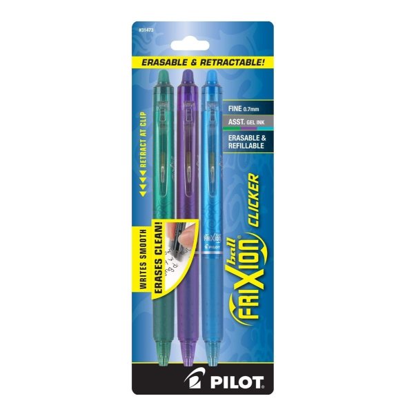 FriXion Clicker Erasable, Refillable & Retractable Gel Ink Pens