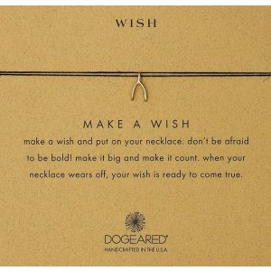 Dogeared Make A Wish Wishbone Black Necklace, 16"