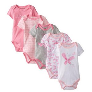 Calvin Klein Baby Girls Pink Butterfly Printed 5pc Bodysuit Set