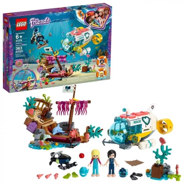 Friends Dolphins Rescue Mission Sea Life Building Kit with Toy Submarine and Sea Creatures 41378