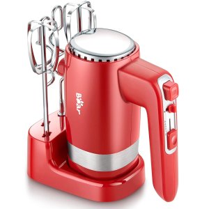 Bear 2x5 Speed 300W Electric Hand Mixer with 4 Stainless Steel Accessories