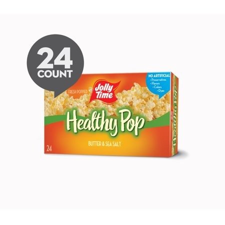 Healthy Pop Butter | 100 Calorie Microwave Popcorn Single Serve Bags 24 Bags, 3 Oz each