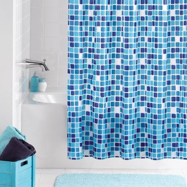Mainstays 13 piece Peva Mosaic Shower Curtain Set