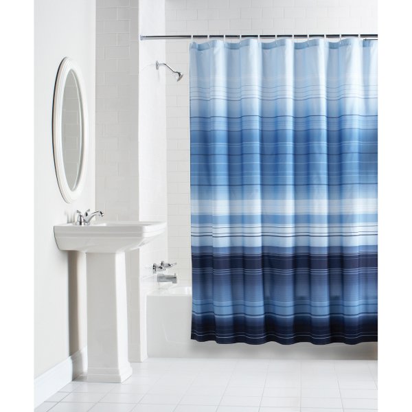 Ombre Stripe Fabric Shower Curtain