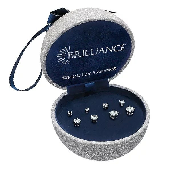 Clear Crystal Round Stud Earring Set