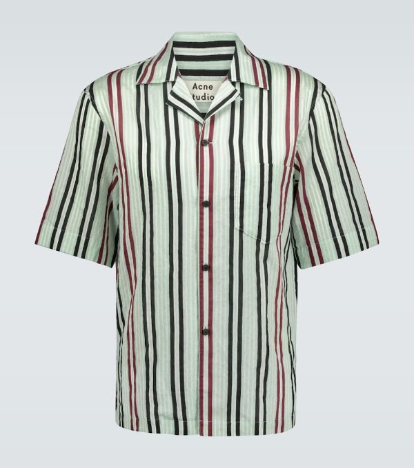 Candy striped short-sleeved shirt