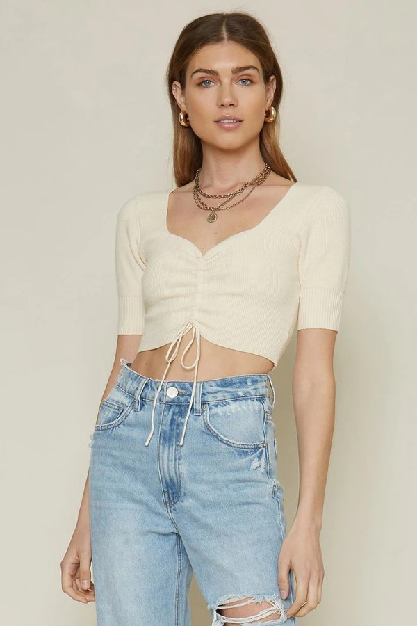 Ruched Crop Sweater