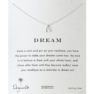 Dogeared Reminder "Dream" Sterling Silver Wishbone Pendant Necklace