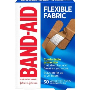 Band-AidBrand Flexible Fabric Adhesive Bandages for Wound Care & First Aid, Assorted Sizes, 30 ct