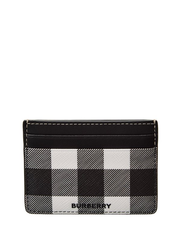 Exaggerated Check E-Canvas & Leather Card Case