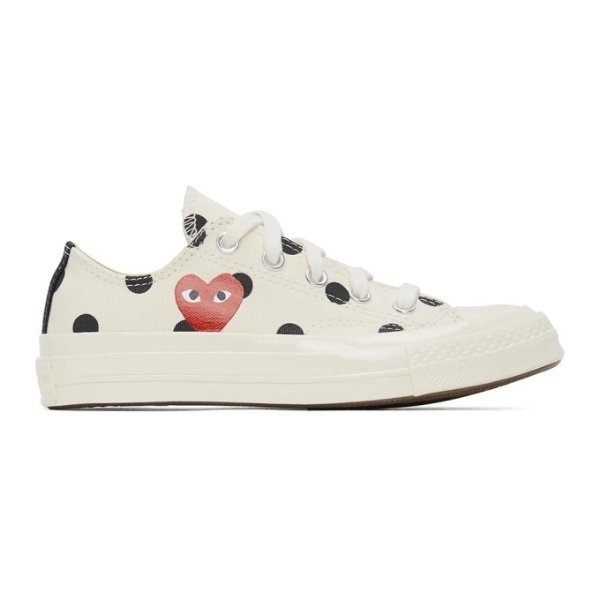 White Converse Edition Polka Dot Heart Chuck 70 Low Sneakers