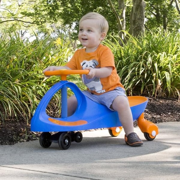 Wiggle Car Ride on Toy - Easy-to-Use Kid Car for Ages 3 Years and Up with No Batteries, Gears, or Pedals by Lil Rider (Blue/Orange), Large,Yellow / Black