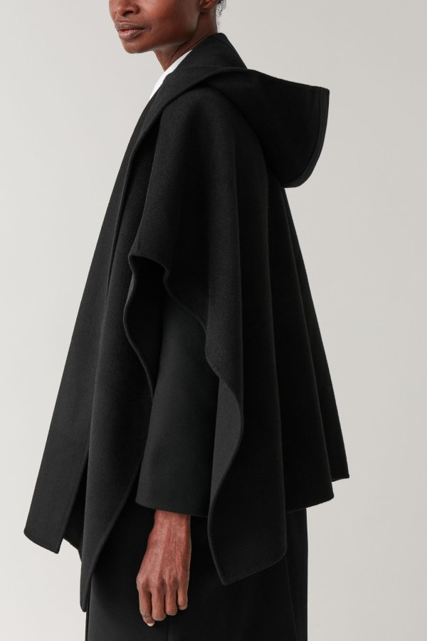 WOOL-MIX HOODED CAPE