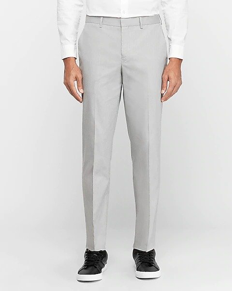 Slim Light Gray Cotton-blend Stretch Suit Pant