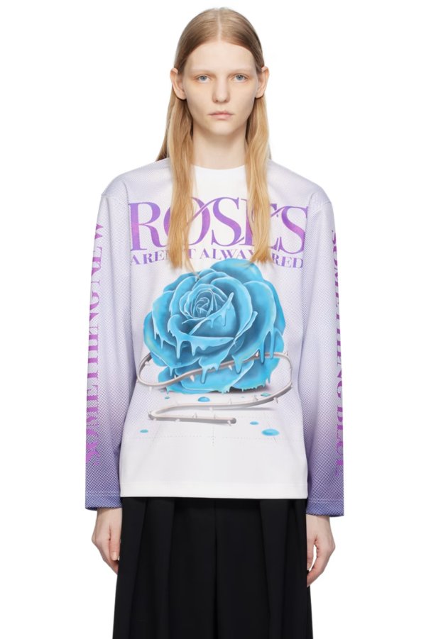 White & Purple Rose Sweatshirt