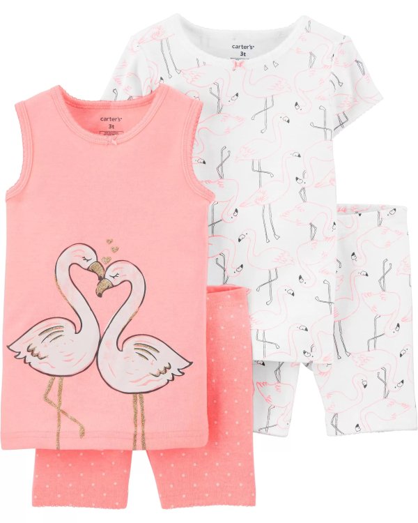 4-Piece Flamingo 100% Snug Fit Cotton PJs