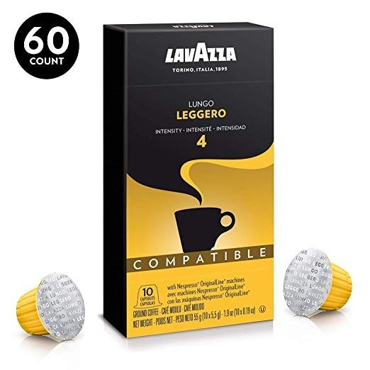 Nespresso Compatible Capsules, Leggero Lungo Medium Roast Coffee (Pack of 60)