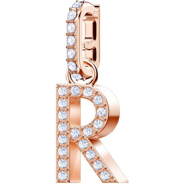 Remix Collection Charm R, White, Rose gold plating by