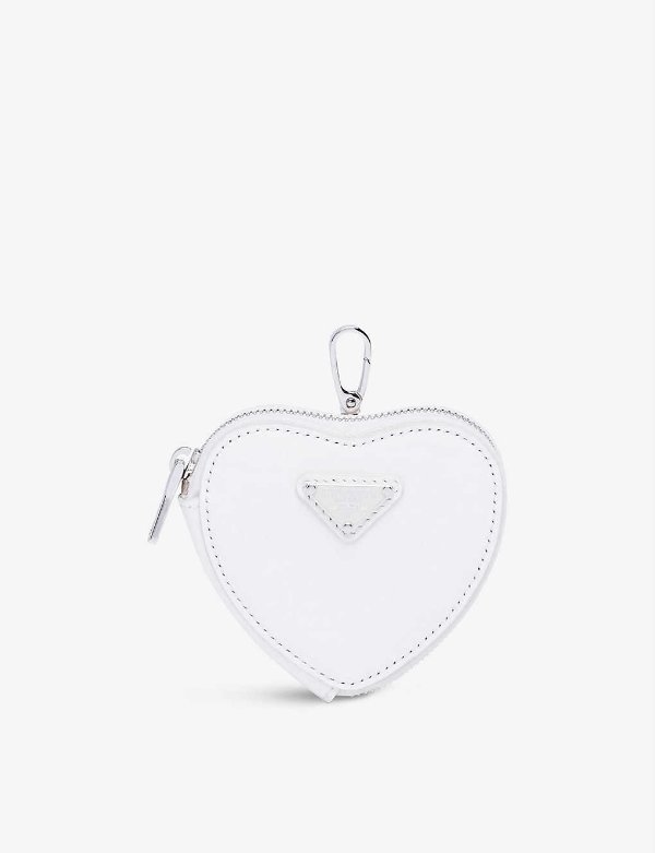 Heart-shaped brushed leather mini pouch