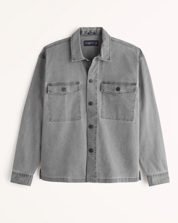 Men's Relaxed Stretch Twill Shirt Jacket | Men's Clearance | Abercrombie.com