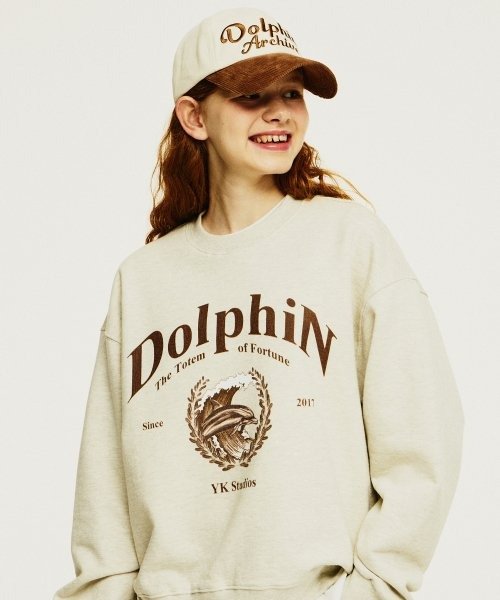 MUSINSA | WAI KEI Dolphin Emblem Sweatshirt Oatmeal