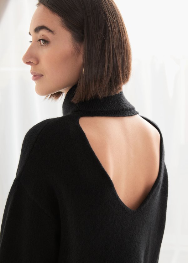 Oversized Cut Out Turtleneck Sweater