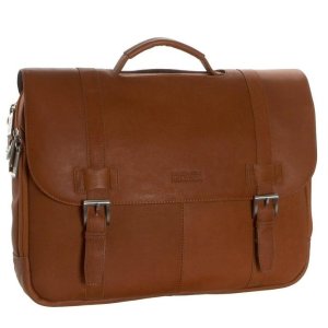 Kenneth Cole Reaction Show Business - Colombian Leather Flapover Computer Case - Cognac