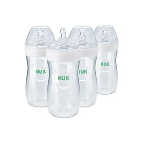 NUK Simply Natural Bottle with SafeTemp, Neutral, 9 Oz, 4 Count