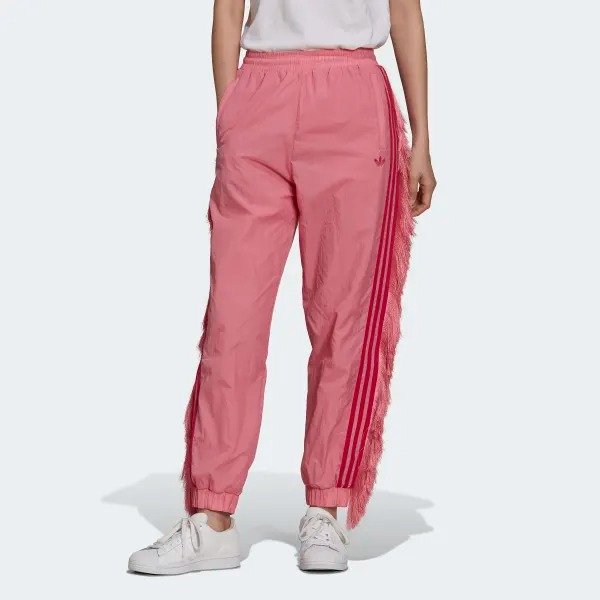 Relaxed Cuffed Track Pants with Fringes and 3-Stripes Tape