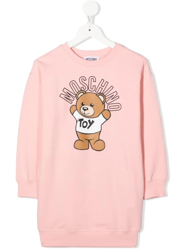 Teddy Bear-print sweatshirt dress