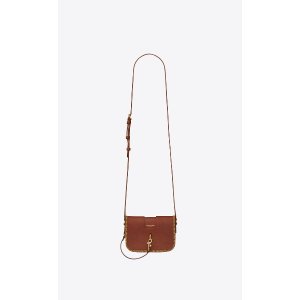 CHARLOTTE Toy bag in vintage cognac leather with plaited edges