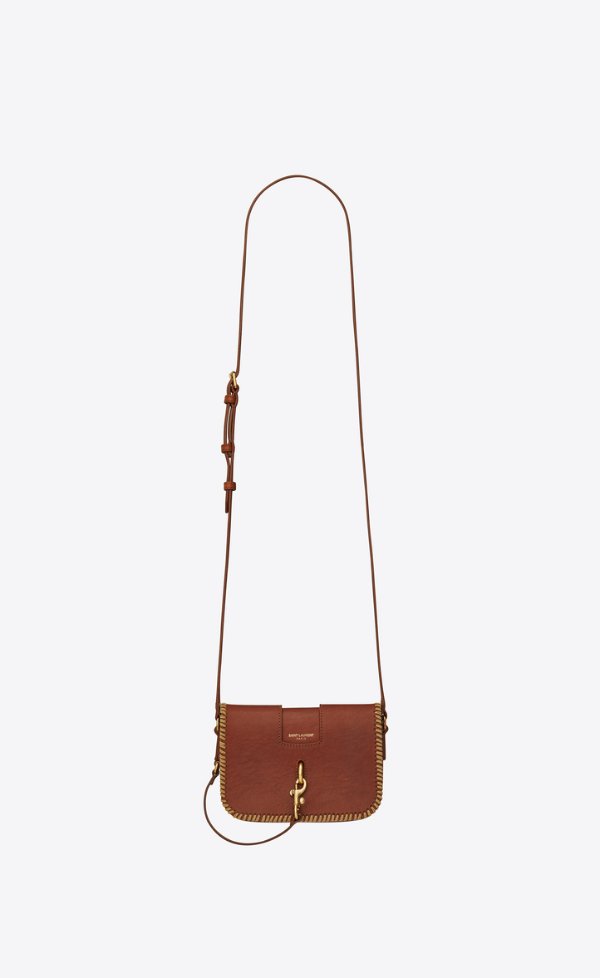 CHARLOTTE Toy bag in vintage cognac leather with plaited edges