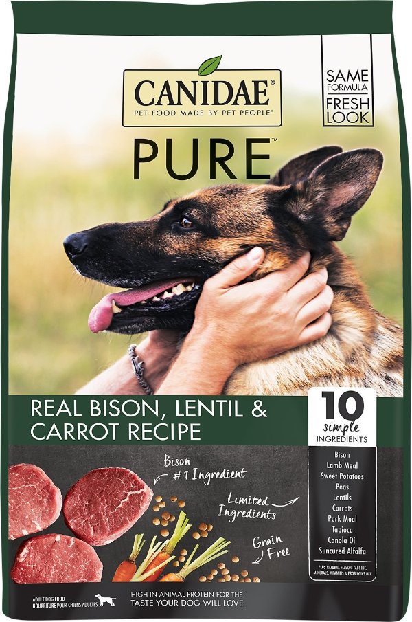 Grain-Free PURE Real Bison, Lentil & Carrot Recipe Dry Dog Food, 21-lb bag - Chewy.com