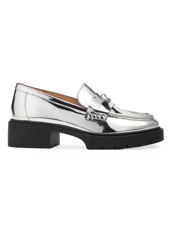 Leah Metallic Leather Loafers