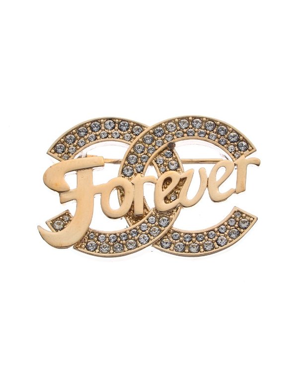 Gold-Tone Forever CC Crystal Pin (Authentic Pre-Owned)