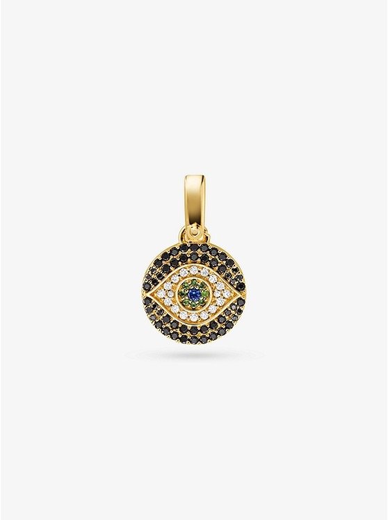 14K Gold-Plated Sterling Silver Pave Evil Eye Charm