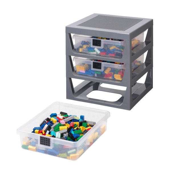 Grey 3-Tier Drawer Organizer with Baseplate