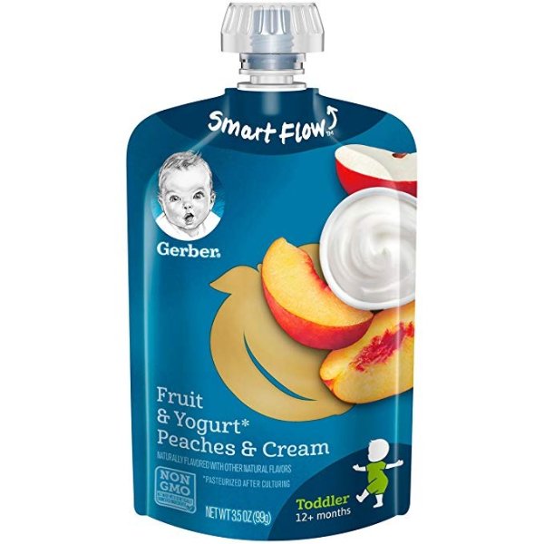 Purees Peaches & Cream Yogurt Toddler Pouch, 3.5 Ounces (Pack of 12)