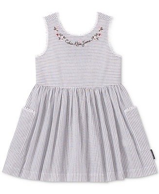 Little Girls Open-Back Striped Cotton Dress