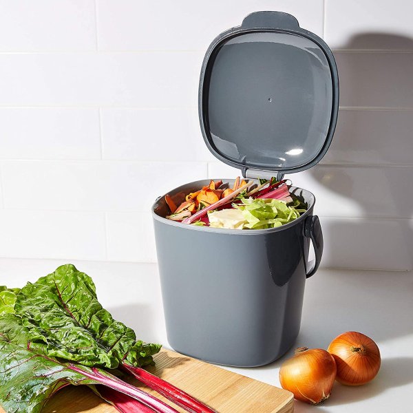 NEWGood Grips Easy-Clean Compost Bin, Charcoal - 0.75 GAL