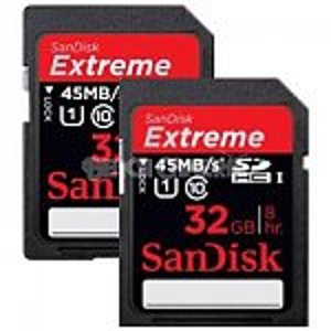 2-Pack of SanDisk Class 10 (45MB/s) Digital High Capacity SDHC Memory Cards: 32GB Extreme SDHC (SDSDX2-032G-X46) $70, 16GB Extreme SDHC (SDSDX2-016G-X46)                              $35                                       + Free shipping      