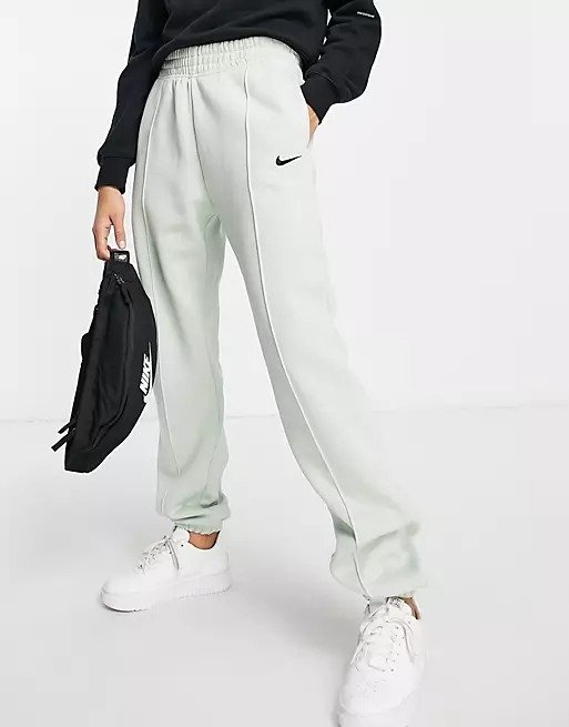 Collection Fleece loose-fit cuffed sweatpants in dusty green