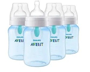 Philips AVENT Anti-Colic Baby Bottle with AirFree Vent, 9oz, 4pk, Blue, SCY703/24