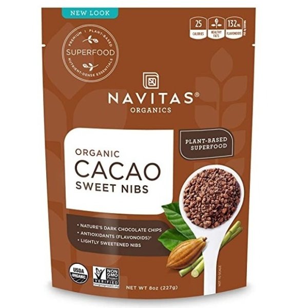 Cacao Sweet Nibs 8oz. Bag, 56 Servings — Organic, Non-GMO, Gluten-Free
