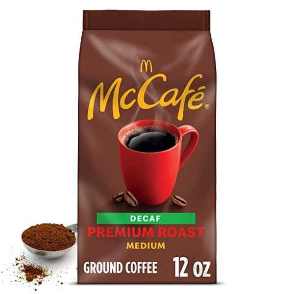 Medium Roast Ground Coffee, Premium Roast Decaf, 12 Oz