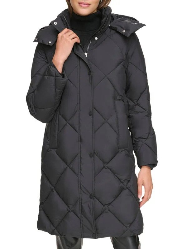 Diamond Quilted & Hooded Puffer Coat